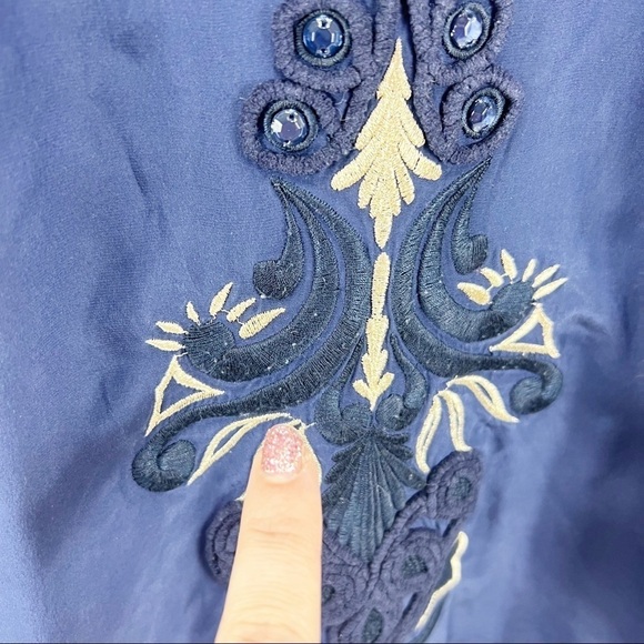 Lilly Pulitzer Bryce Silk Dress True Navy Embroidered Silk Cold Shoulder XS - Picture 5 of 8